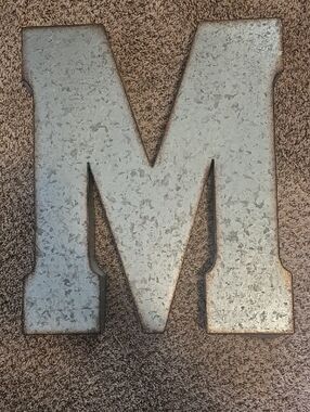 Large Galvanized Metal Letter M Wall Decor - Silver